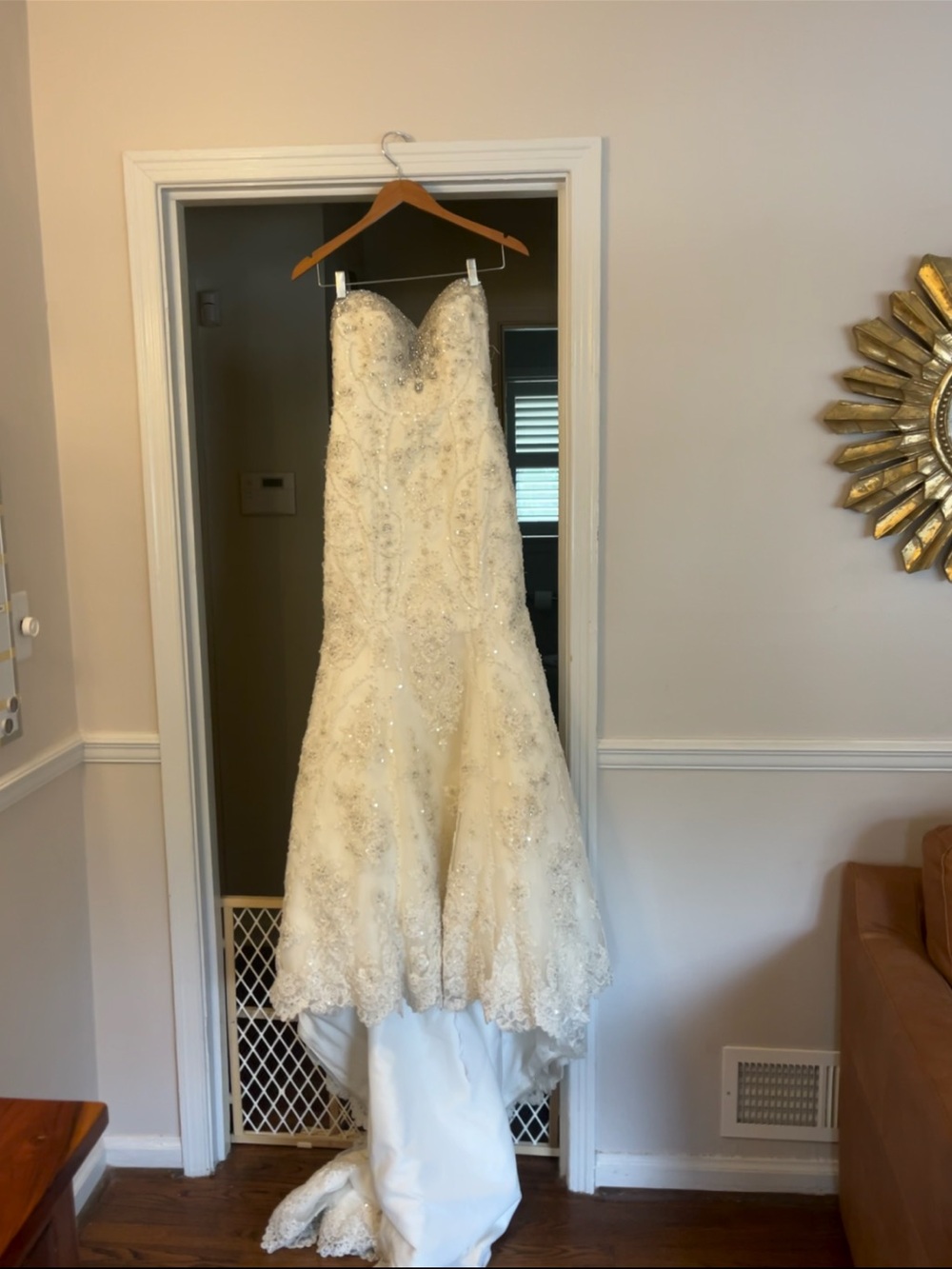 Martina Liana Ivory Beaded Lace Strapless Wedding Gown